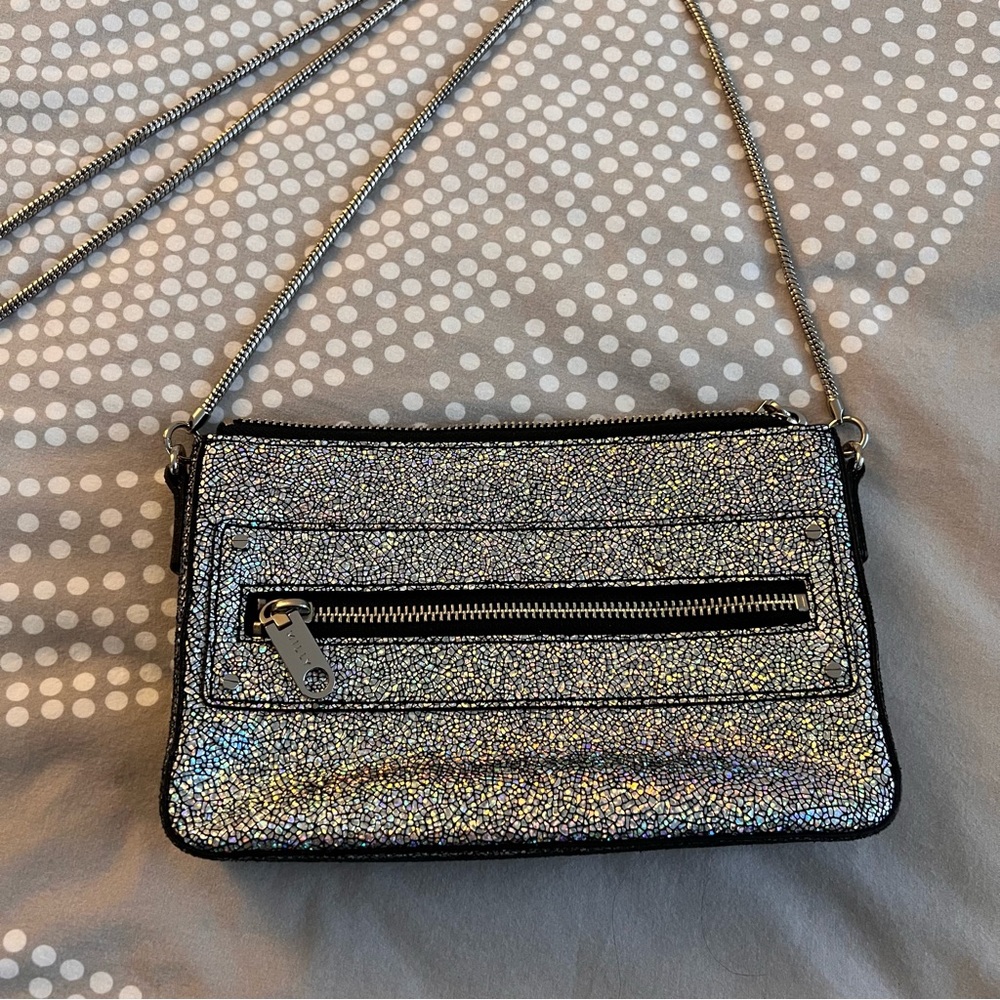 Milly Delano leather holographic crossbody bag